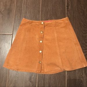 Boohoo tan corduroy skirt